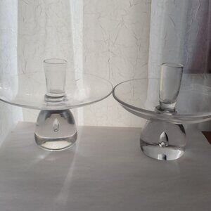Vintage Steuben Teardrop Candlestick Holders Set Of 2 Elegant Design